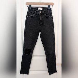 Reformation Destroyed High & Skinny Jean Faded Black Size 24
